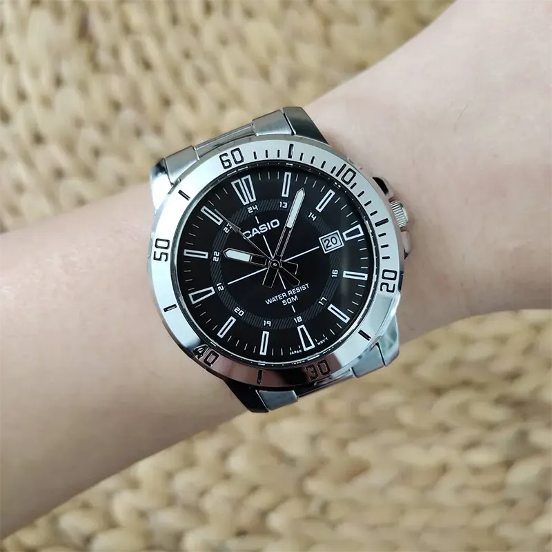 Casio New Enticer Black Dial Men's Watch- MTP-VD01D-1CV